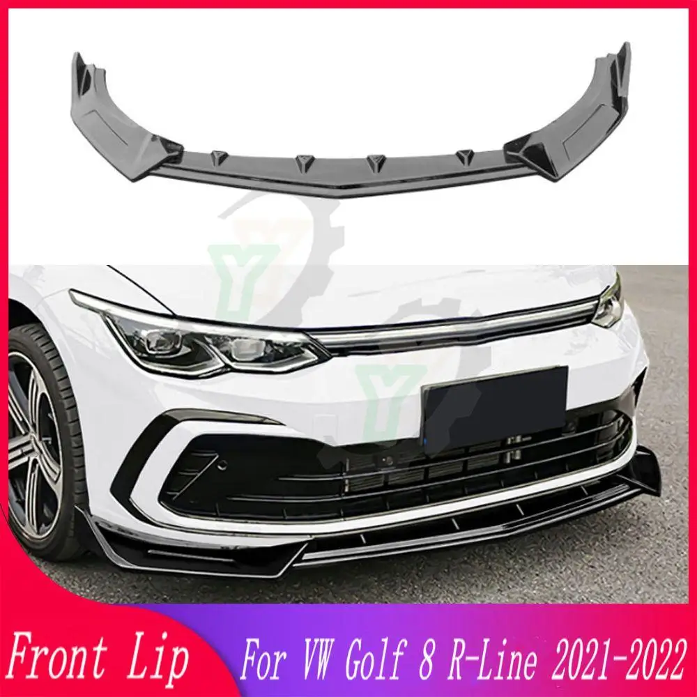 

3PCS Car Accessories Front Bumper Lip Spoiler Splitter Diffuser Detachable Body Kit Cover Guard For VW Golf 8 R-Line 2021 2022