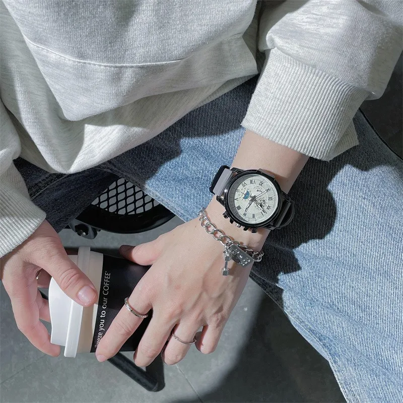 Men's large dial quartz watch for teenagers, high-end and cool personalized watch