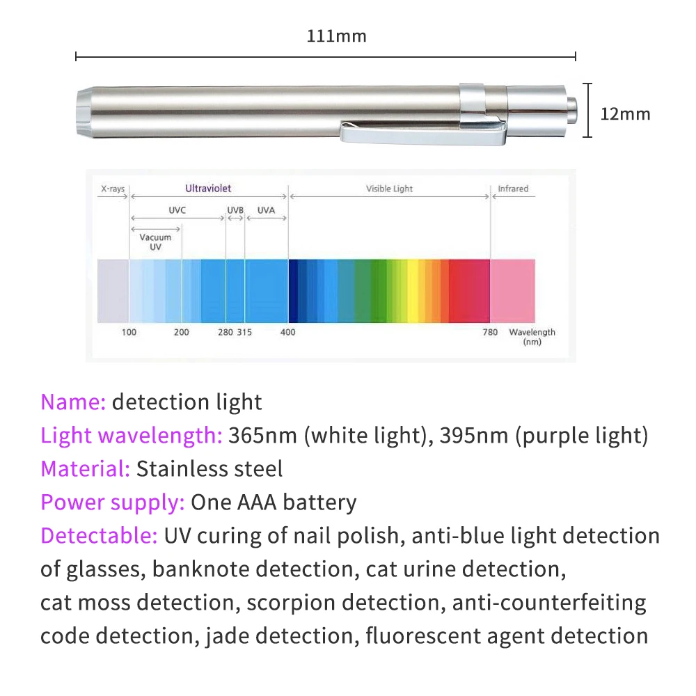 UV inspection lamp 365/395 mini portable lamp LED ultraviolet jade identification money inspection cat moss inspection Tcosqy