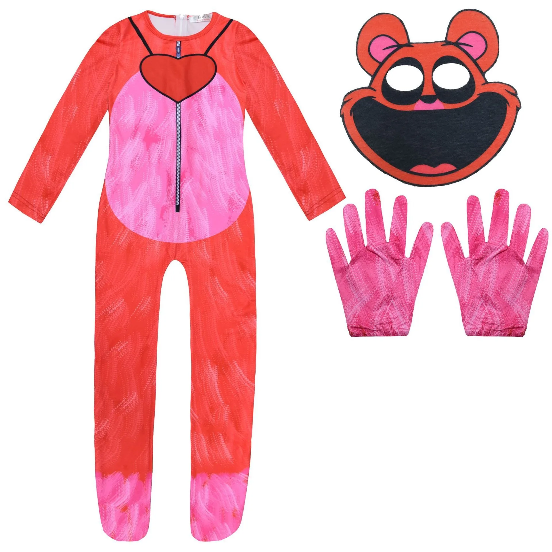 Disfraz de cosplay de S-Smiling C-Critters, gato morado sonriente, mono con máscara de oso para el día de los perros, conjunto de pijama para niños y niñas, disfraz de Halloween