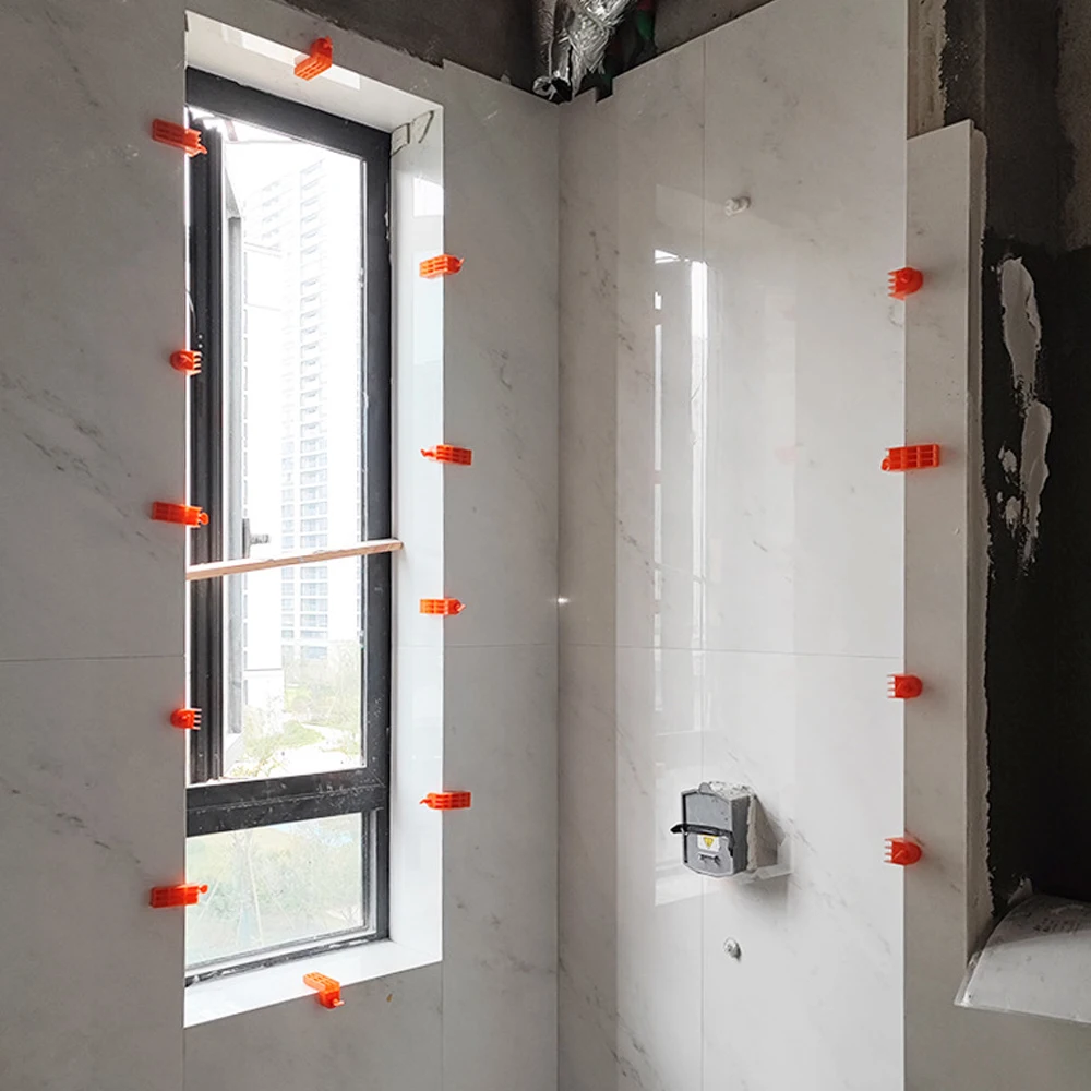 Tile Spacers Tile Leveling Clips Tile Leveling Tools 2-60Pc Male Angle Tile Leveling System Clips Spacers with Tape for Wall Floor Ceramic Fixing Laying Building Construction Tools