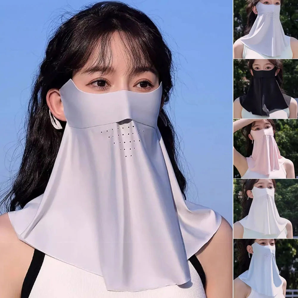 

UV Protection Ice Silk Mask Sunscreen Face Scarf Outdoor Neck Wrap Cover Face Cover Breathable Thin Traceless Sunscreen Mask