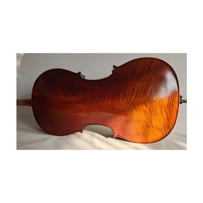 

Hand made cello 4/4, ,solid wood flame maple back, ribs and neck, spruce top, SONG Brand 4/4 cello with bag,bow and rosin