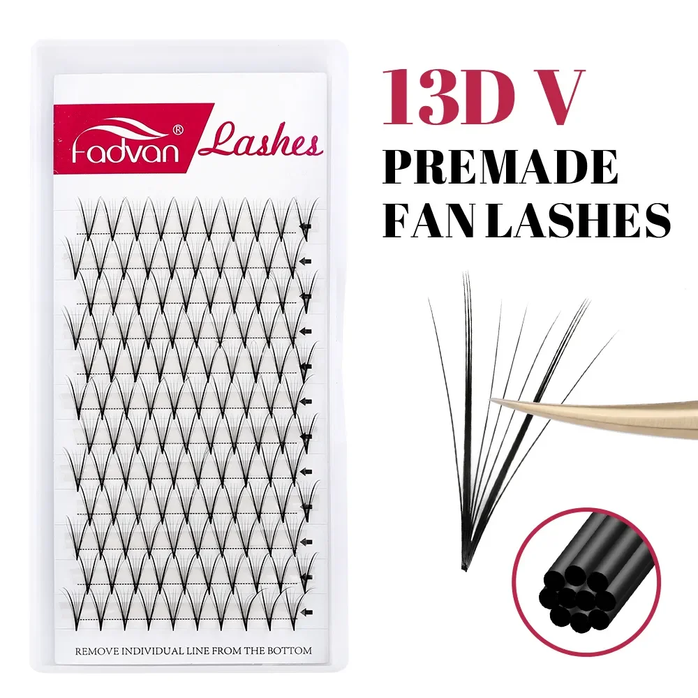 Fadvan 13D Premade Fan Lashes Forma A V Sharp Narrow Stem Spikes Ciglia Premium Soft Individual Russia Volume Lashes Extensions