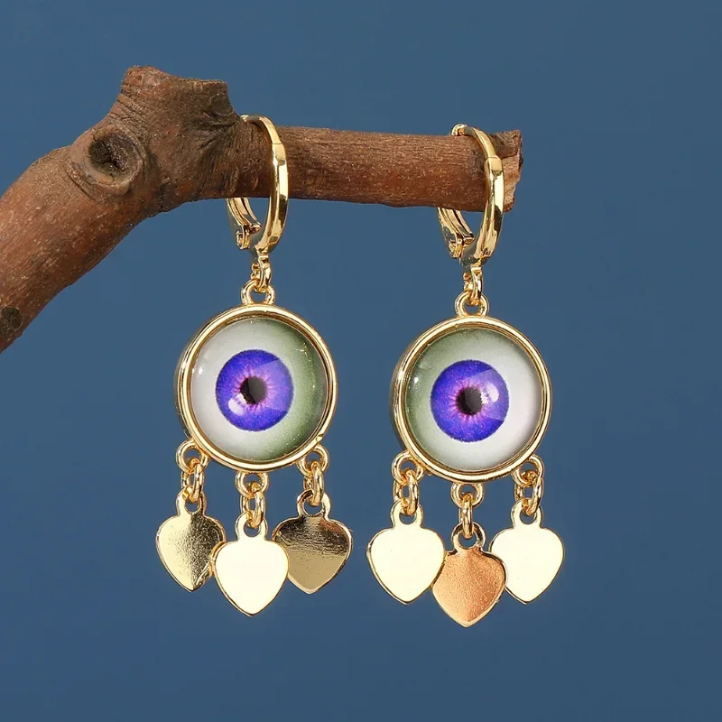 

Türkiye Crystal Evil's Eye Pendant Earrings for Women's 2023 New Personality Hip Hop Gold Tassel Ear Drop Jewelry Party Gifts