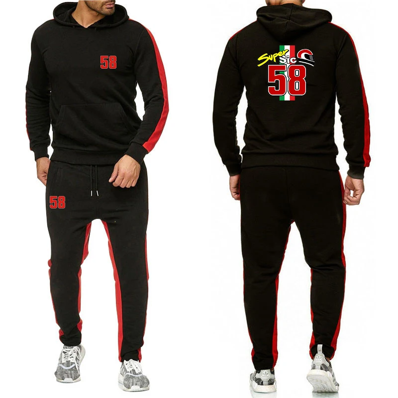 2023 men's new 58 super Sic Marco Simoncel spring and autumn hoodie sweatpants suit Harajuku jacket sports comfortable solid col