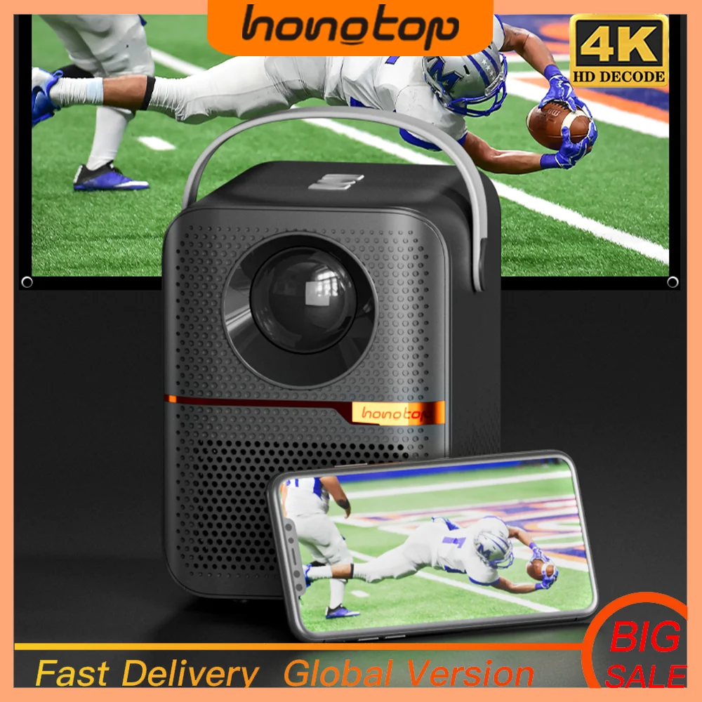 HONGTOP P10 Global Version Smart TV WIFI Home Beamer Projector 1080P Android Projetor 4GB 64GB Electric Focus Portable Projector