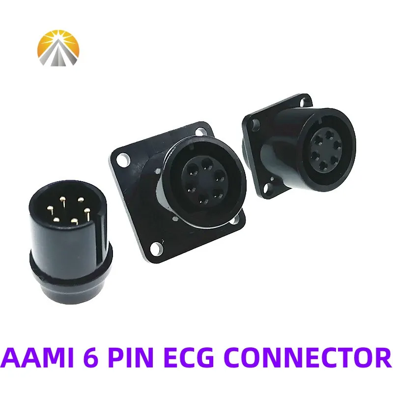 6 Pin AAMI ECG Connector Male and Female For Patient Monitoring Device 1pair hi end audio aluminum gold plated schuko power plug connector iec female plug