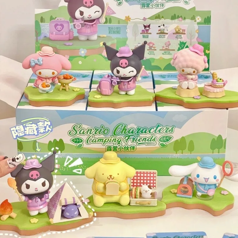 

Sanrio My melody Kuromi Cinnamoroll Family Camping Friends Series Blind Box Trendy Figures Desktop Ornaments Children's Toys