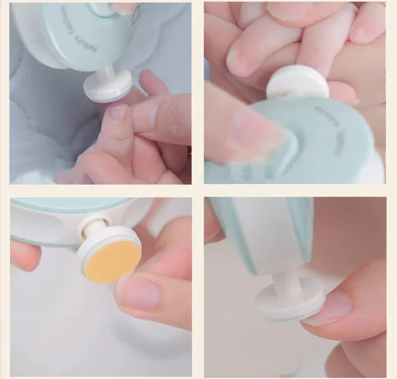 Baby Nail Care Trimmer Electric Kids Nail Pedicure Clippers Cutter Infant Polisher Scissors 6pcs Grinding Head For Newborn 3
