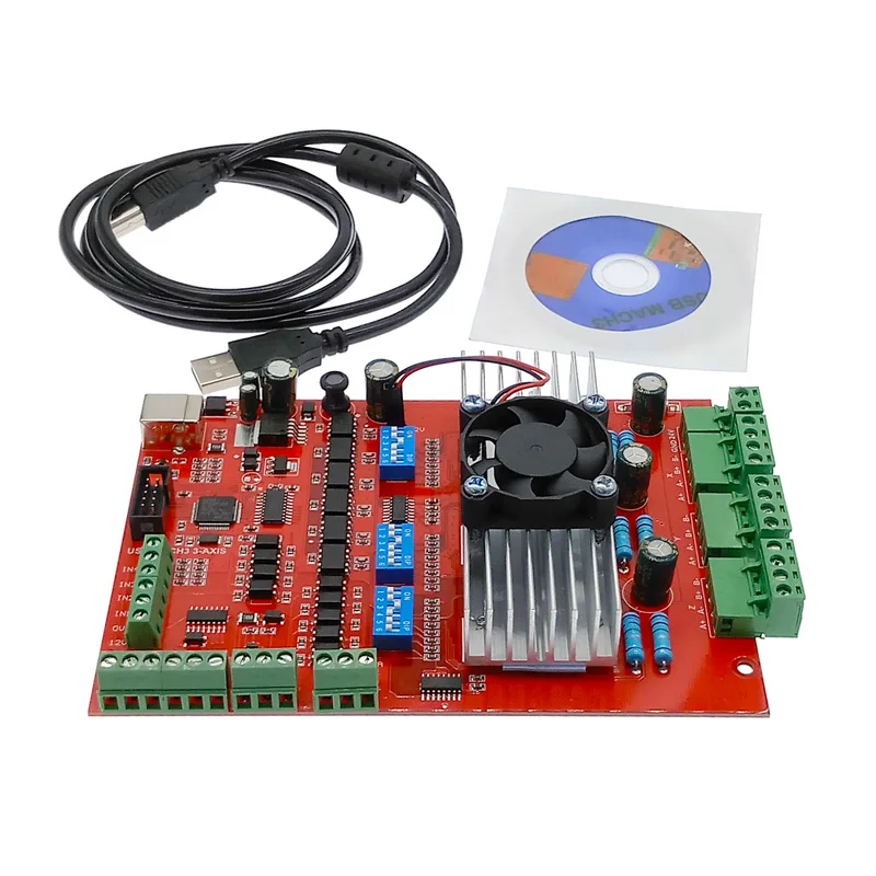 Motor Driver Breakout Board com Ventilador Axis Interface Controlador de Movimento Mach3 Cnc Usb 100khz