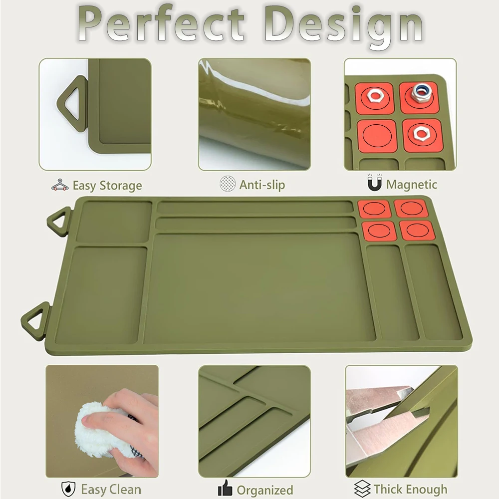 Gun cleaning mat Magnetic Gun Maintenance Repair Pad with Trays for Small Parts Anti-Slip Rubberized Protective Workbench Mat