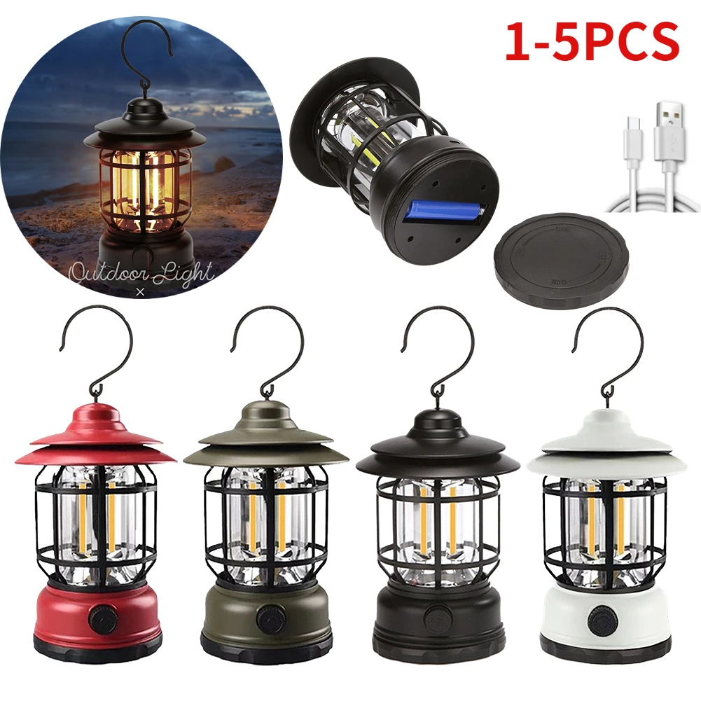 1 5pcs USB Rechargeable Lantern Camping Tent Travel Flashlight Outdoor
