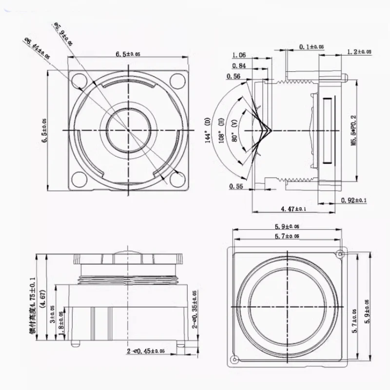 ? HD 5.0메가픽셀 0.95mm 렌즈 M5.5 미니 렌즈 650nm 850nm IR 필터 손바닥 지문 손바닥 정맥 인식 렌즈 144 ° 초광각 뷰 앵글