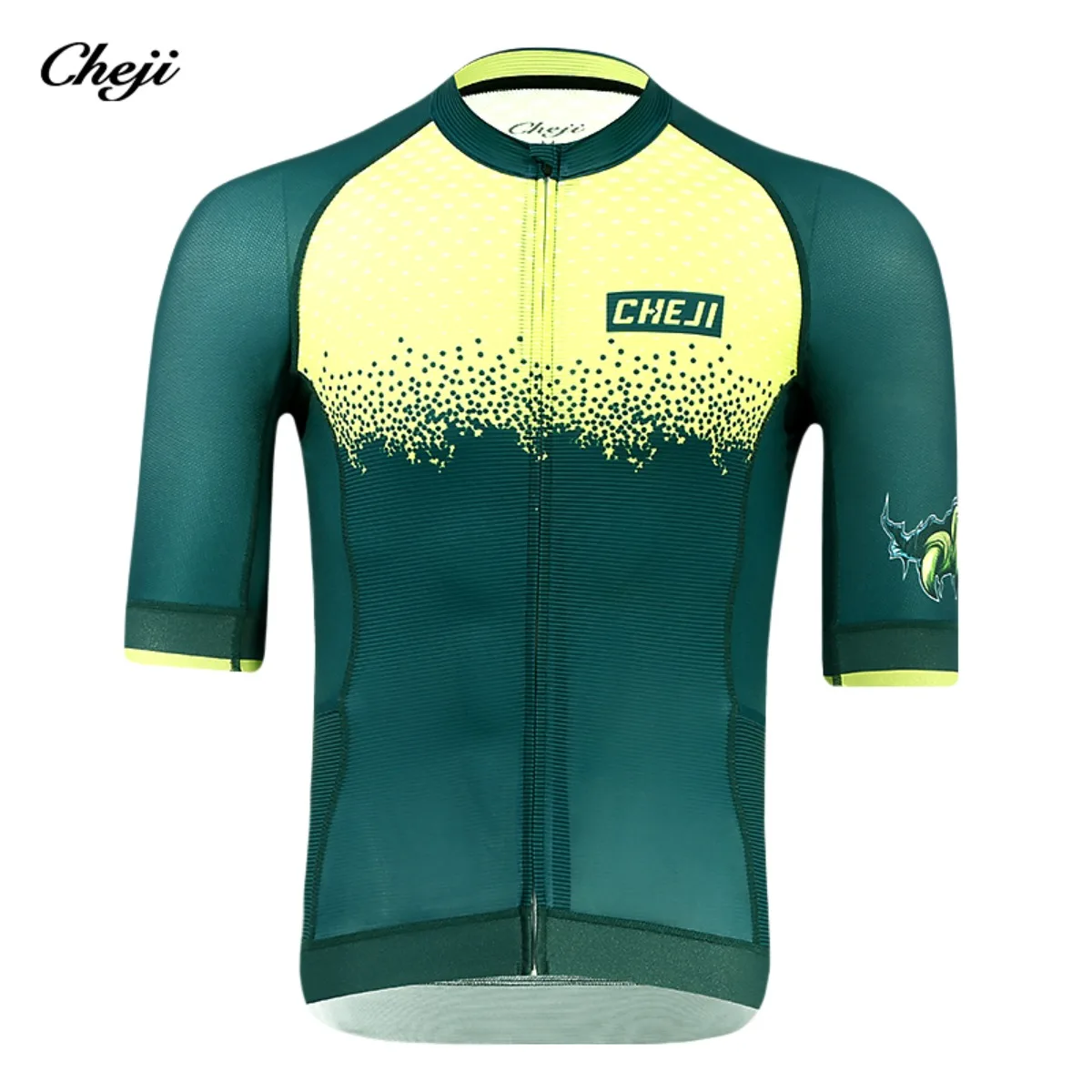 CHEJI-Men's Short Sleeved Cycling Jerseys, Bicycles Jersey, Tops in Quick Dry, High Quality Cycling Equipment,Reflective Webbing