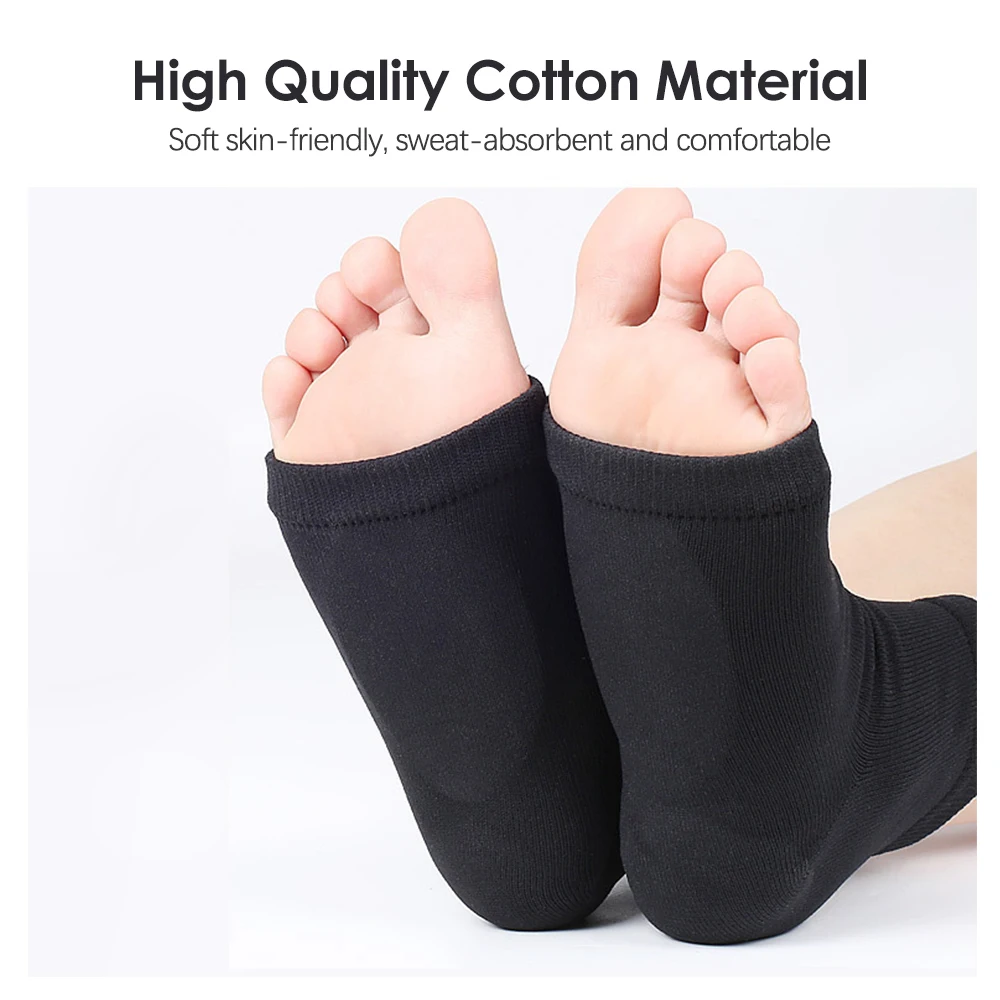 2Pcs Arch Support Sleeve Cushioned Soft Elastic Gel Pad Fabric Arch Socks for Flat Foot Pain Relief Plantar Fasciitis Heel Spurs