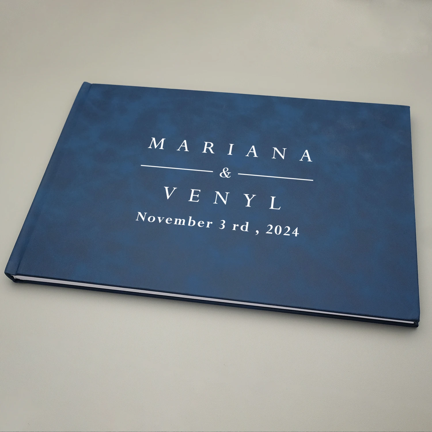 

Personalized Guest Book for Wedding, Blue and White Noble Message Book from Mr and Mrs,Custom Wedding Guest Book