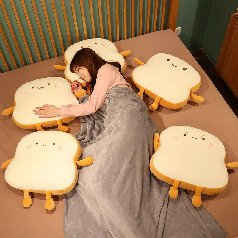 45x40cm Sop Bread Food Plush Pillow Stuffed Emotion Happy Smiling Squishy Seat Cushion Throw Pillow Lumbar Support Man Gift 5