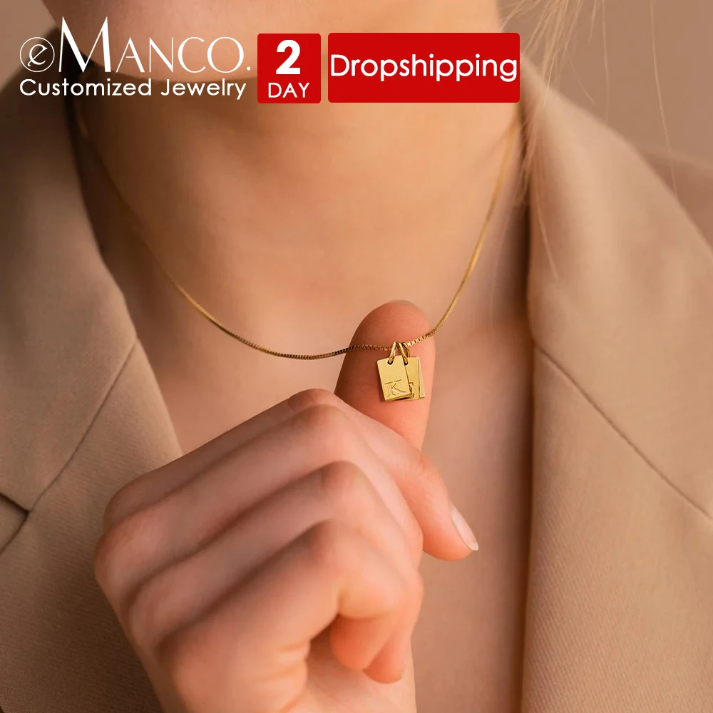 Initial Letter Name Customized Necklace Stainless Steel Engraved Alphabet Charm Pendant Accessories Women's Jewelry chain necklace