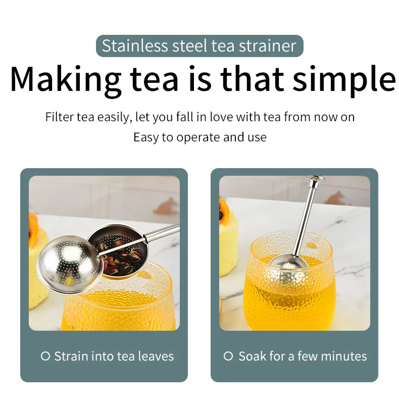 Description Picture 4 of itemStainless Steel Round Tea Ball Infuser Kitchen Telescopic Coffee Cha Strainer Diffuser Spice Herb Sieve Teapot Accessories
