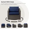 Patio Wicker Chair, 360° Swivel Outdoor Rattan Chair with Thickened Cushions for Backyard, Poolside, Garden or Porch, Blue 3