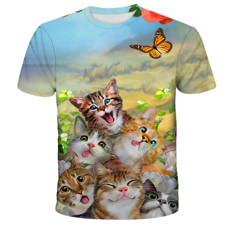 Children Tshirt Kawaii Cat 3D Print T Shirt Kids Summer Fashion Casual T-shirt Boy Girl Unisex Children's Clothing Tops