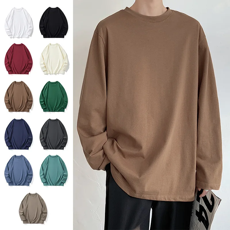 

2023 Autumn and Winter Men's round Neck Pure Cotton Long Sleeves T-shirt