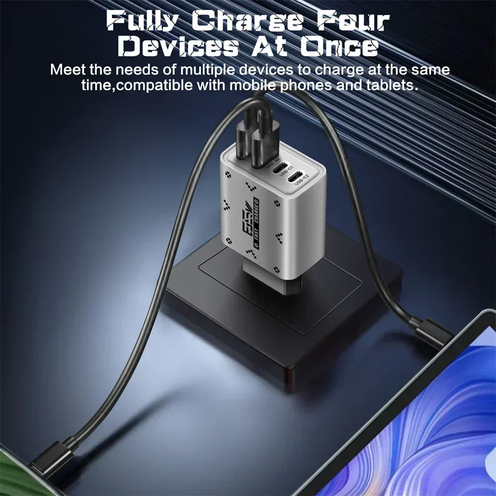 65W USB Charger Type C Quick Charge Mobile Phone Charger Fast Charging Travel Adapter For iPhone 15 16 Samsung Xiaomi 15 Huawei