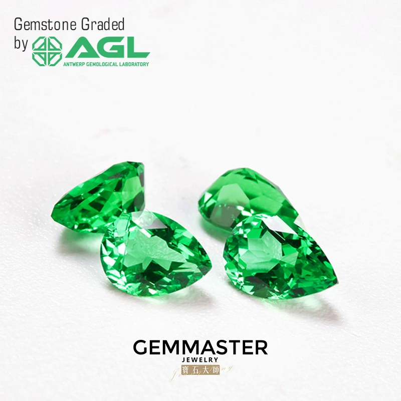 Pear Lab Grown Emerald Vivid Green With AGL certificate VVS VS Emerald Stone Hydrothermal Lab Colombia Color Green Stone