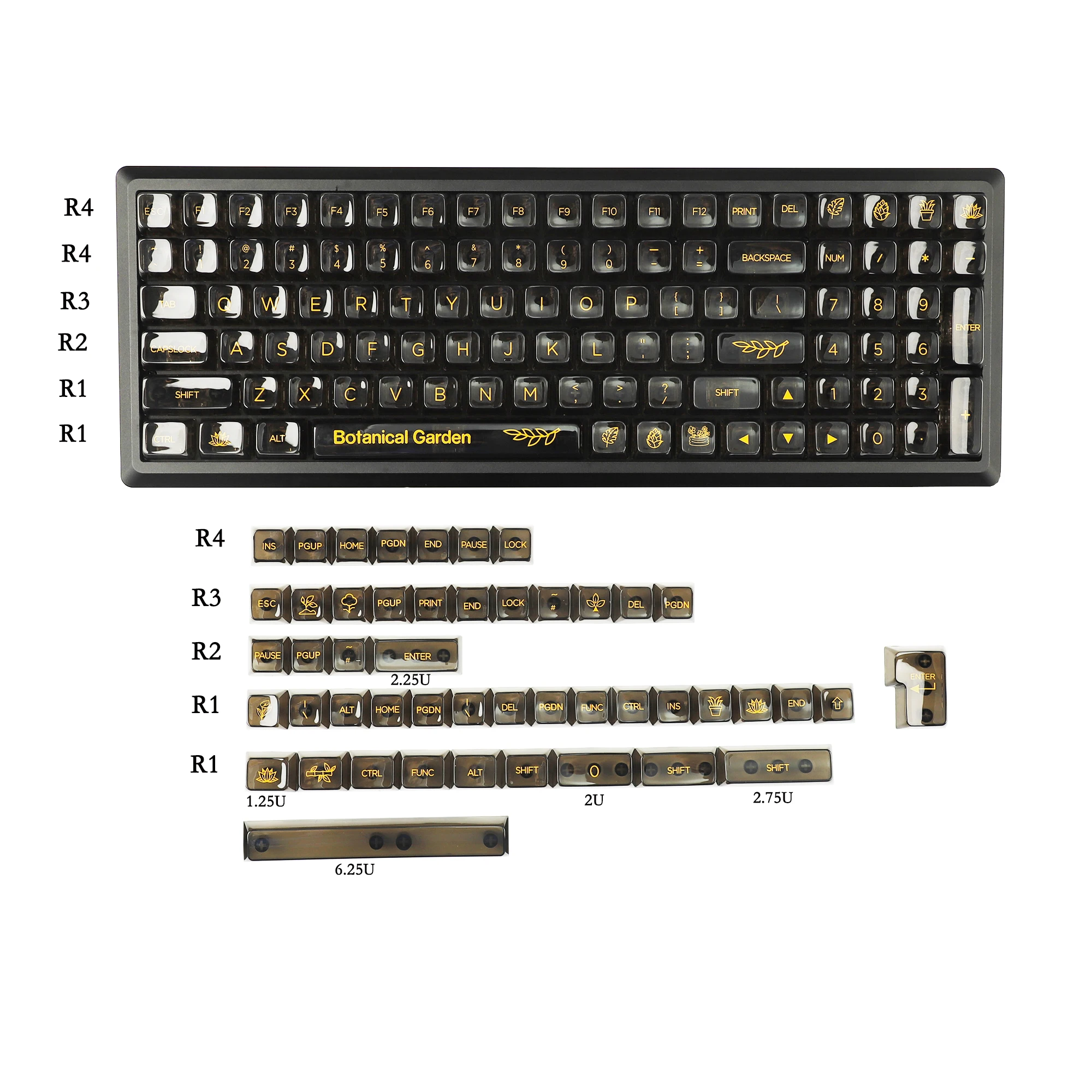 

MDA Profile 148 Crystal Backlit Shine Through Keycaps PC For MX Mechanical Keyboard 96 87 84 80 75 68 64 Split