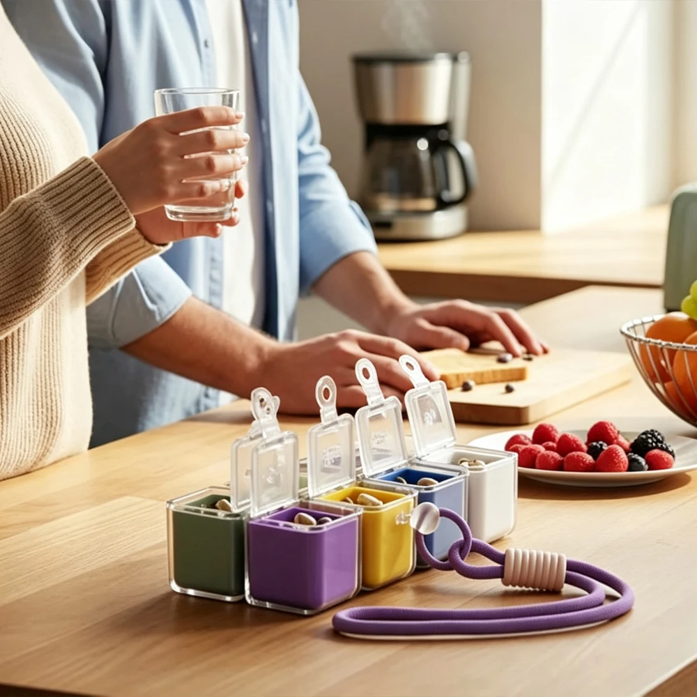 Spacious Foldable Pill Organizer for Vitamins & Supplements - Ideal Travel Companion
