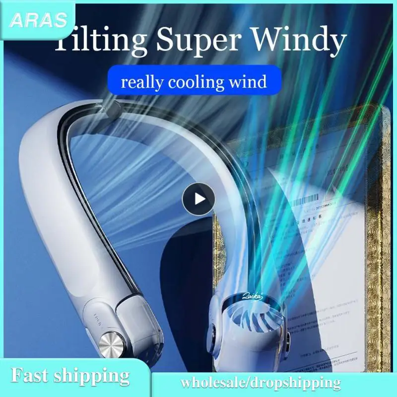 

Подвесной небольшой шейный вентилятор, портативный, с быстрым охлаждением, безопасный и не блокирующий волосы, в комплекте с струйными лопастями вентилятора, студенческий вентилятор без лопастей