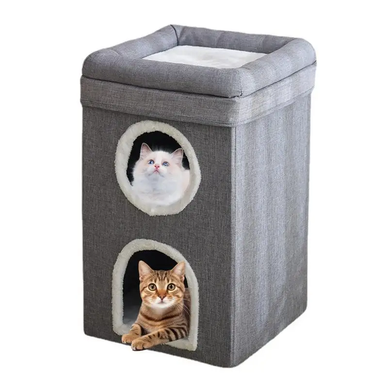 

3-Tier Cat Condo 3-Story Washable Cat Scratcher House Multifunctional Kitten Activity Center With Scratching Board Skin-Friendly