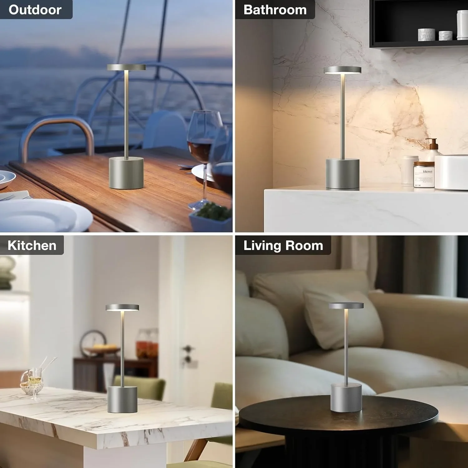 LED Night Light Cordless Touch Sensor Rechargeable Wireless Reading Lamp For Bedroom Hotel Bar Table
