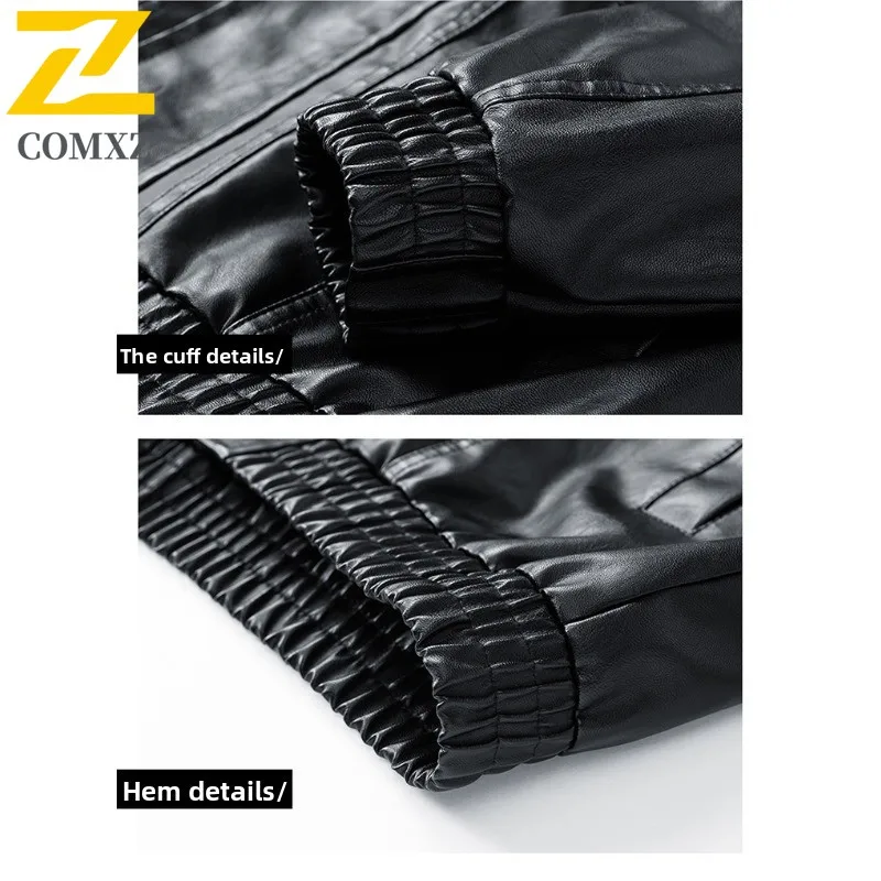 Men Vintage Baseball Windbreaker Genuine Washed Leather Pilot Coat Windproof Loose Fit Biker Style Urban Streetwear Jacket 2025