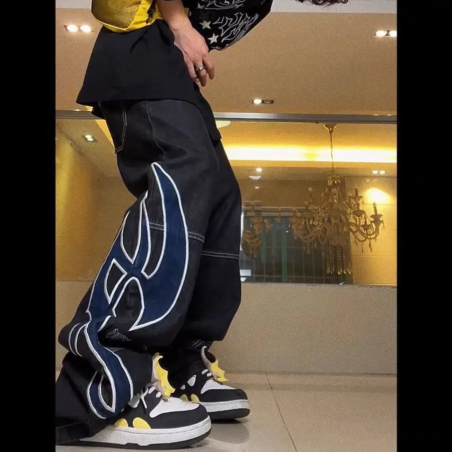 

Original Washed Embroidered Printed Baggy Jeans Men Women 2022 Summer Y2k Jeans Casual Personality Street Hip-Hop Pants