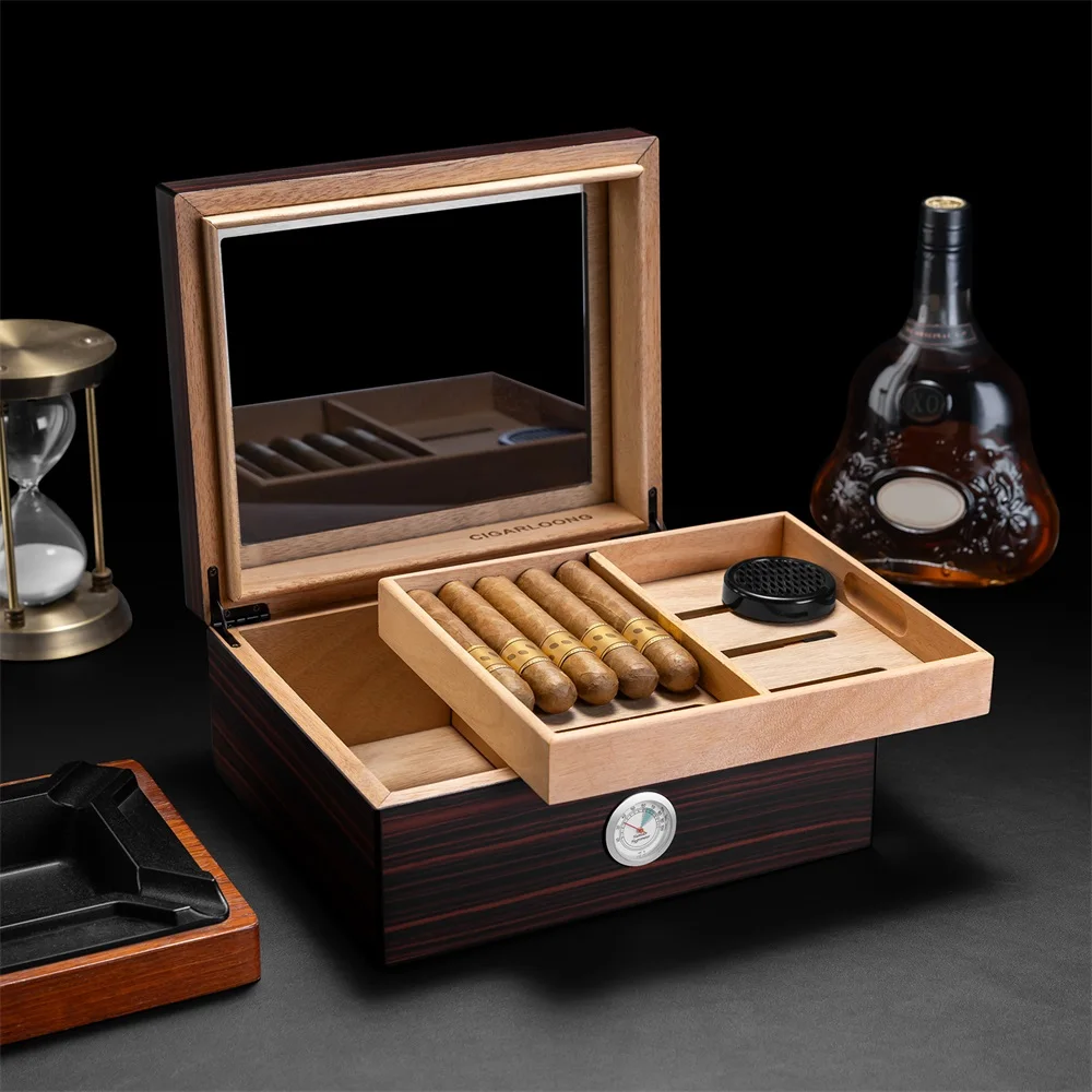 S379539cc583440689c58da24eb97c44ew Zigarrenhumidor aus spanischem Zedernholz mit großer Kapazität