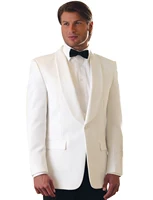 Ivory Men's Groom Tuxedos 2 Pieces Shawl Lapel One Button Blazer Black Pants Business Tuxedo Formal Suit for Men Jacket Trousers 1