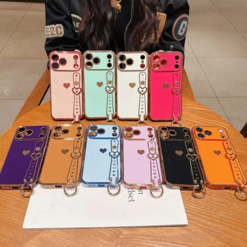 Love Heart Wrist Strap Case - Premium Fashion Smartphone Cover