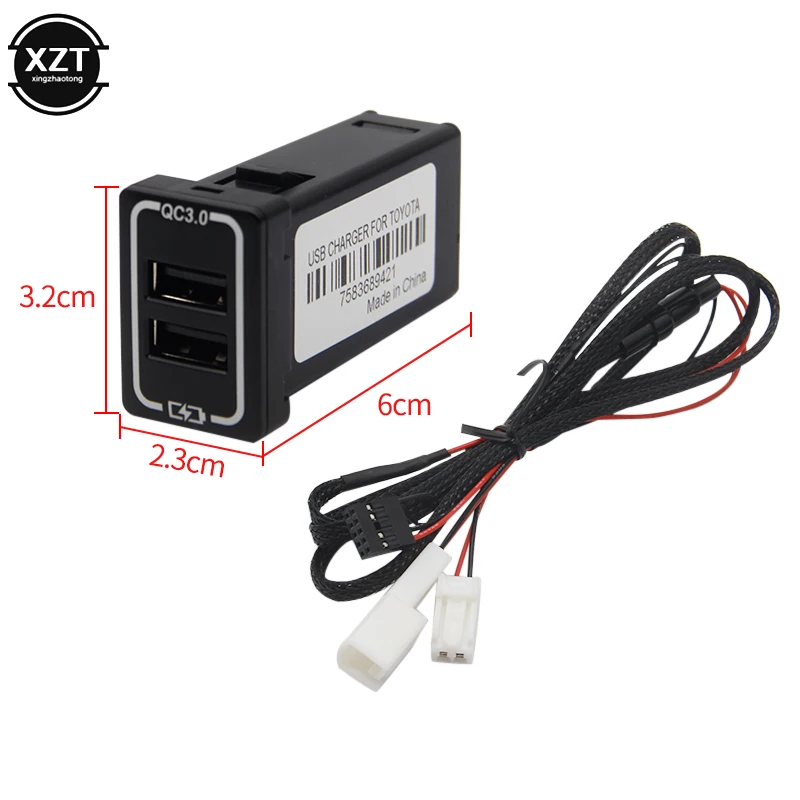 

Quick Charge Car Charger Dual QC3.0 USB Interfaces Socket Fast Auto Charger Use for TOYOTA Camry Corolla Yaris RAV4 Reiz Cruiser