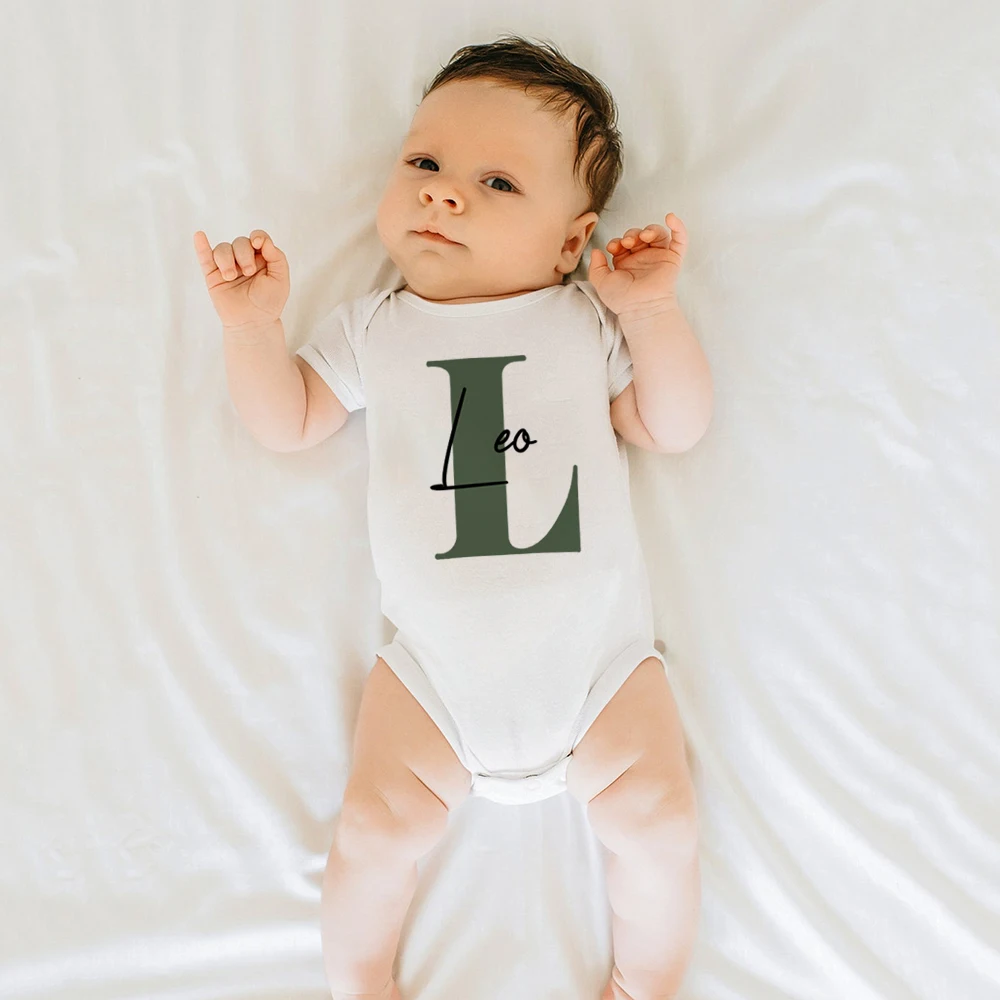 Personalized Baby Boy Name Bodysuits Pregnancy Announcement Shower Gift Name Boy Jumpsuit Initial Playsuit Clothes