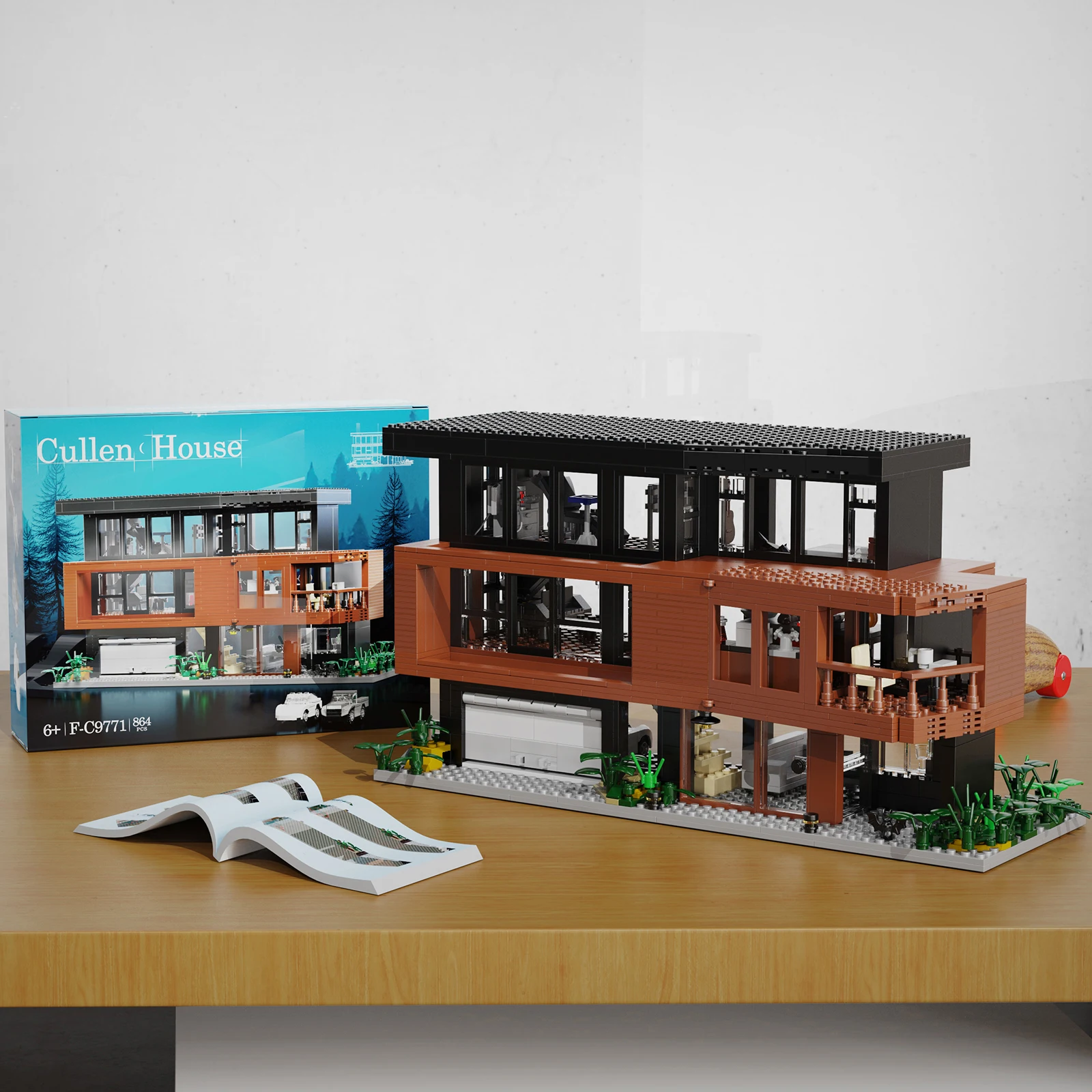 BuildMoc Cullen House Architecture Villa Forest Cottage 864 PCS