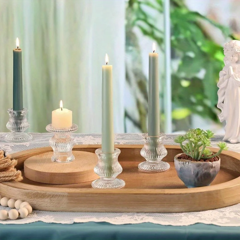 Elegant Candle Holder Set - Romantic Desk Accessories for Weddings and Holiday Decor (Set of 6)