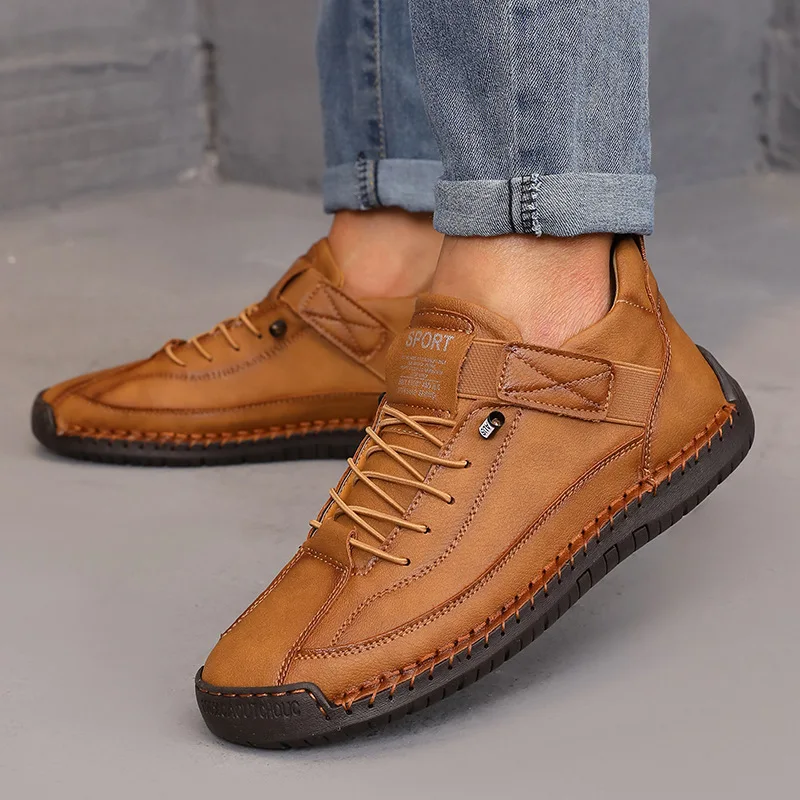 Women's Retro British-Style Handmade Leather Mid-Top Boots - Anti-Slip Casual Workwear Shoes