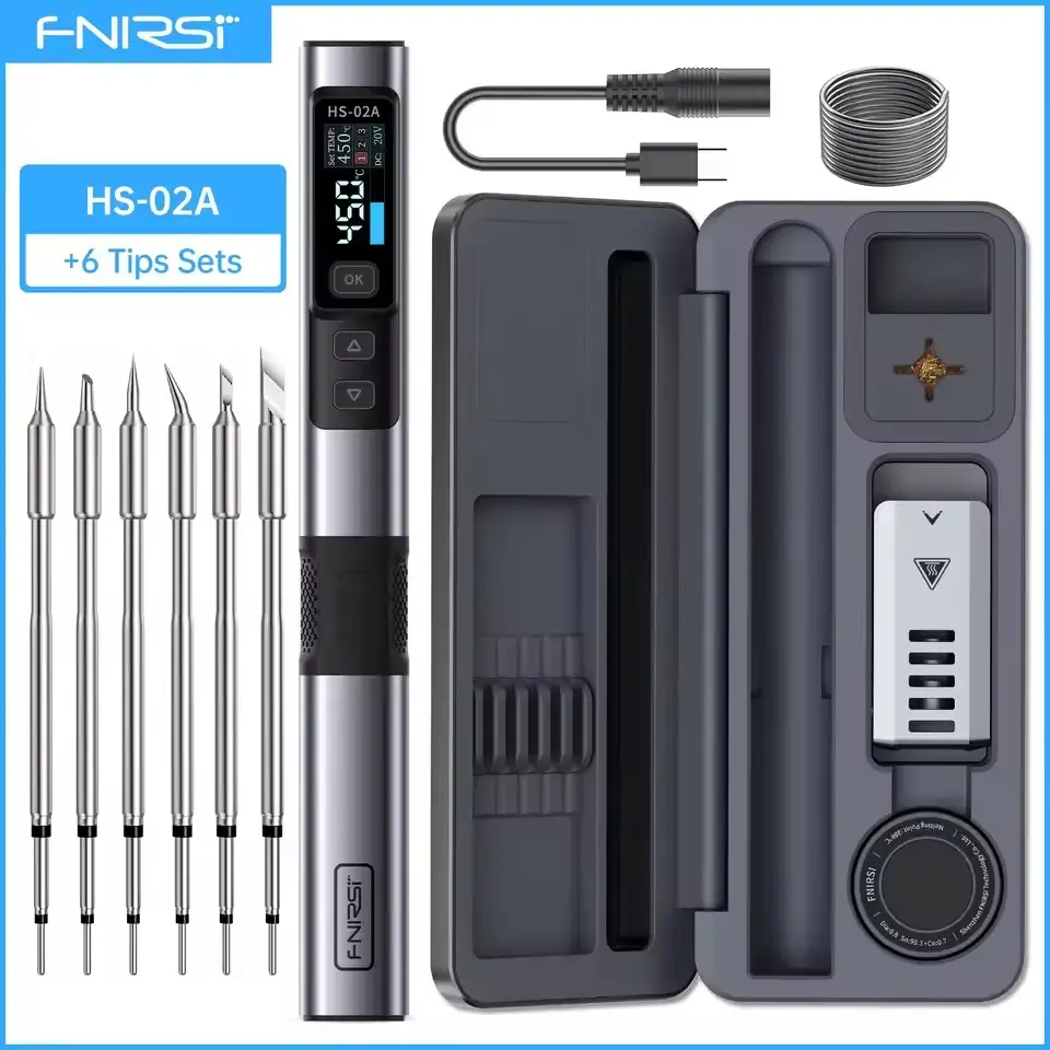FNIRSI HS-02A Soldering Iron with 6 Tips High-Power 100W Adaptable to Quick Charging PD/QC Protocol,USB-C Smart Soldering Iron image 7