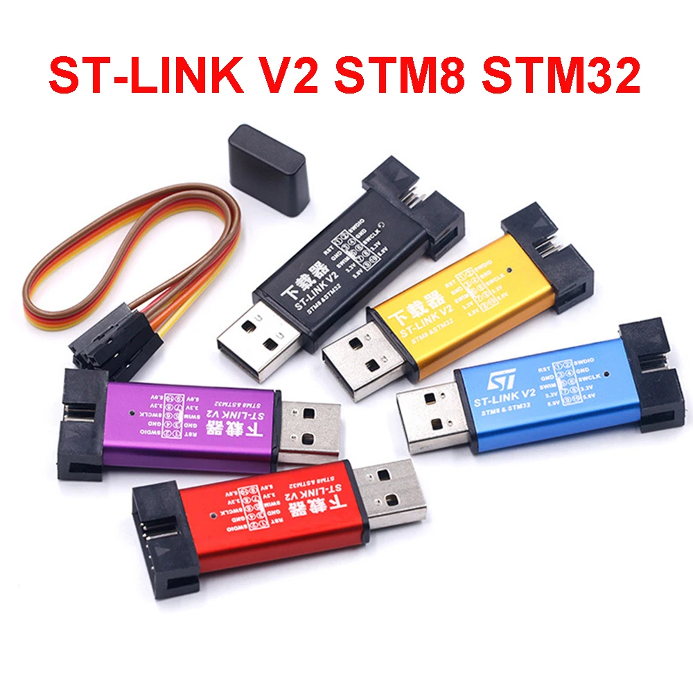 Stlink St-Link V2 Stm8 Stm32 Simulatore Download Programmatore Programmazione Con Copertura Dupont Cable Burning Downloader St Link