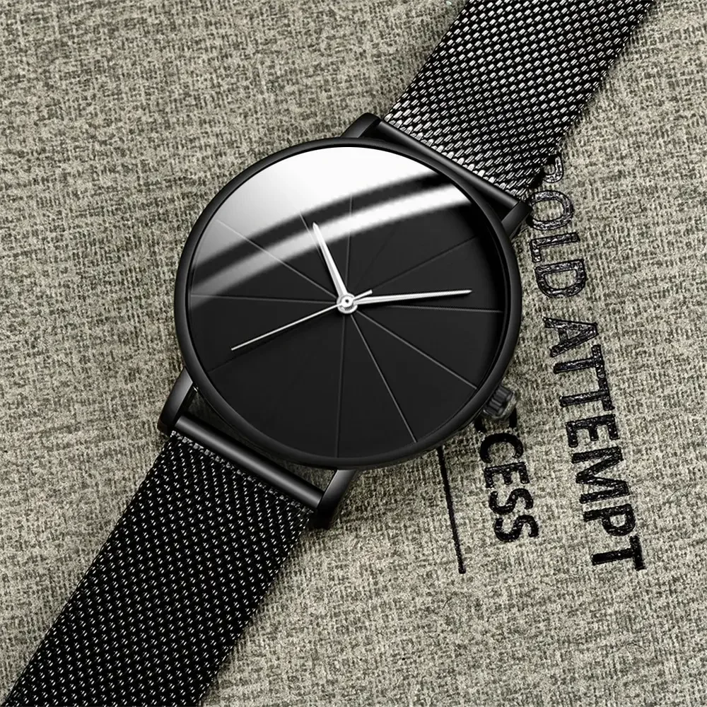 Minimalist Mens Fashion Watches Simple Men Business Ultra Thin Stainless Steel Mesh Belt Quartz Watch Relogios Masculino Reloj 3