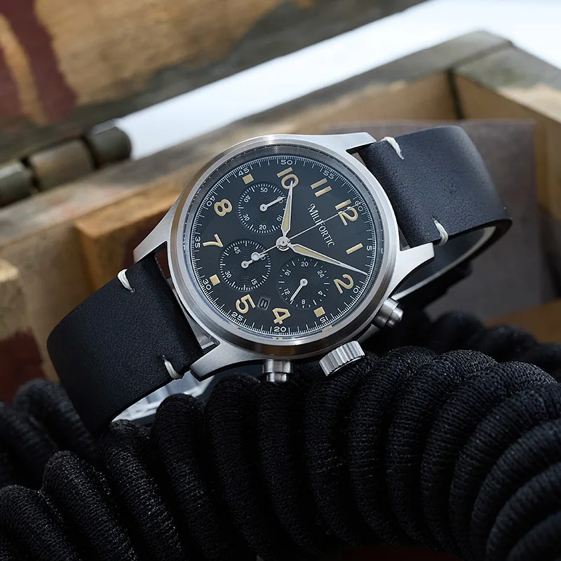 Milifortic 39mm Man Chronograph Watch VS75 Solar-Powered Quartz