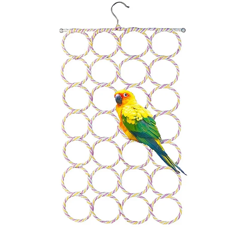 

Bird Swing Toys Large Climbing Ladder Net Bird Rope Chewing Toys Parrot Stand Rattan Woven Hanging Hammock Parrot Accessories