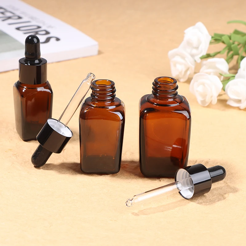 

5-100ml Square Glass Dropper Bottle With Eye Pipette Empty Amber Aromatherapy Essential Oils Bottle Container Portable travel